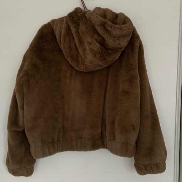 ZARA | Faux fur hooded bomber jacket,NWOT. - Picture 2 of 6
